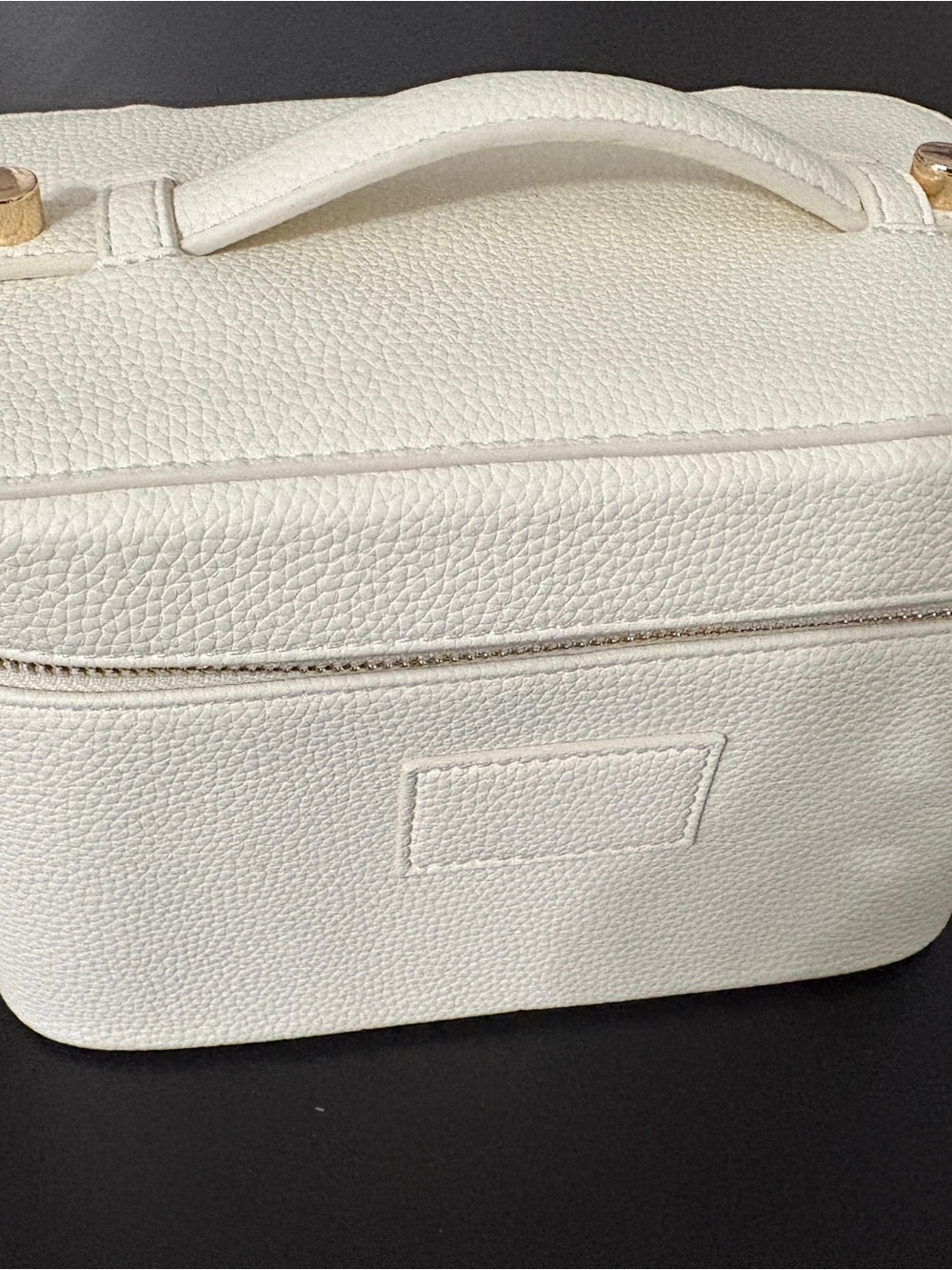 White Makeup Case Travel Organizer with Zipper Handle and Dividers